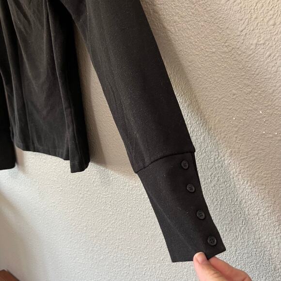Treasure & Bond Fitted Black Stretch Square Neck Long Sleeve Womens Blouse Med - Picture 3 of 8